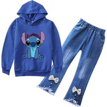 Chlapecký svetr Lilo & Stitch Dívčí souprava - mikina + kalhoty "Lilo & Stitch" Barva: tmavě modrá mikina + kalhoty, Velikost: 150/11-12 let