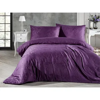 Povlečení Saténový povlak na polštář Listy fialové 40x40