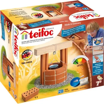 ostatní stavebnice TEIFOC Studna II 28 dílků pálené cihličky v krabici 1025 STAVEBNICE