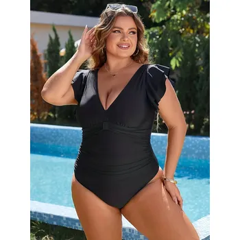 Dámské plavky Dámské jednodílné plavky plus size Barva: Černá, Velikost: 3XL