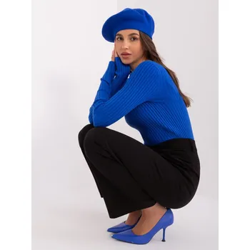 Čepice Wool Fashion Italia Baret s kašmírem modrá Univerzální