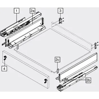 Nábytkové kování Blum K-BLUM Legrabox M 550 mm/40 kg, Blumotion/TOB, Orion šedá :: vrut