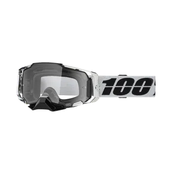 Motocyklové brýle Brýle 100% ARMEGA Goggle Clear Lens černo stříbrné