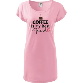 DOBRÝ TRIKO Dámské tričko/šaty Coffee is my friend Velikost: XS, Barva: Růžová