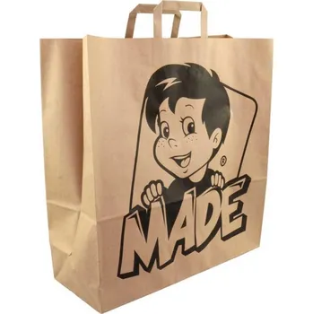 Taška papírová natur nákupní 45x48x17cm logo Made ploché uši
