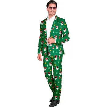 Karnevalový kostým Zelený vánoční oblek se Santa Clausem - XL
