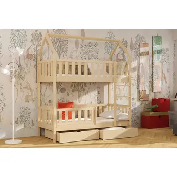 Postel Max-i Patrová postel domeček AURELION KIDBED THREE + rošty Zvolte rozměr:: 80 x 180 cm, Zvolte barvu:: barva šedá + ŠUPLÍKY