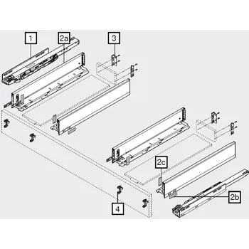 Nábytkové kování Blum K-BLUM Legrabox M 450 mm/40 kg, Blumotion/TOB, Orion šedá, dřez :: vrut, dřez