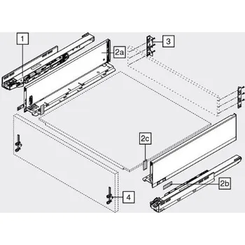 Nábytkové kování Blum K-BLUM Legrabox K 600 mm/70 kg, Blumotion/TOB, Orion šedá :: vnitřní