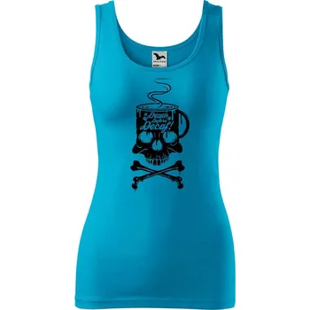 DOBRÝ TRIKO Dámské tílko s potiskem Decaf Velikost: S, Barva: Tyrkysová