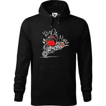 Pánská mikina DOBRÝ TRIKO Pánská mikina s potiskem Santa na motorce Velikost pánské mikiny: 4XL, Barva: Černá