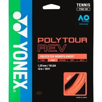 Struna na výplet tenisové rakety Tenisový výplet YONEX PolyTour REV 130 - 200 m - oranžový