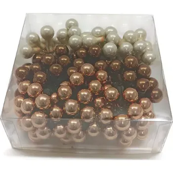 DEKORACE - Baňky skleněné, krémovohnědá, sada 144 ks