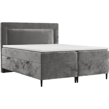 Postel Maison de Rêve Šedá čalouněná postel boxspring NOBLE 200 x 200 cm
