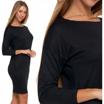 Dámské šaty Dámské pouzdrové Šaty černé mini volné Elegantní top MORAJ XXL