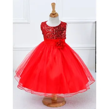 Dámské šaty Společenské šaty s glitry a květinou Barva: Červená, Velikost: 120, 5 let