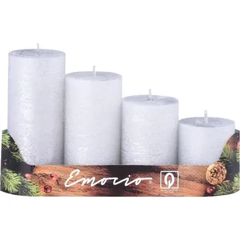 Svíčka Emocio Adventní svíčky stupně 4ks 50cm -Rustikální stříbrné