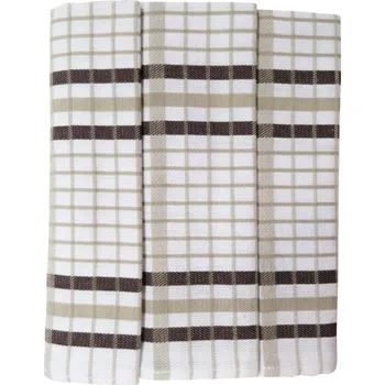 Utěrka Utěrky z egyptské bavlny, béžovo-hnědo-bílé káro, č.16, 50x70cm, 3ks