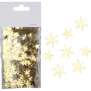Vánoční dekorace Anděl Přerov, s.ro. Konfety hvězdy a vločky zlaté, 2 x 7 g
