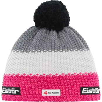 Čepice Eisbär Star Pompon MÜ J 71117-142 - růžová/bílá/šedá UNI