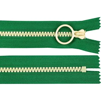 Zip Kostěný zip barevný No 5 délka 15 cm s ozdobným jezdcem, barva 11 (243) zelená béžová světlá