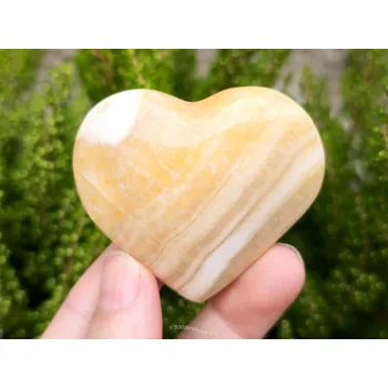 Přírodní kámen Srdce kalcit oranžový kalcit z Pákistánu 88g