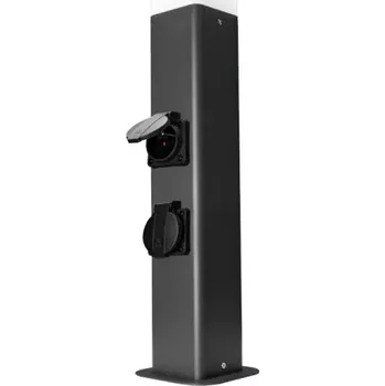 Elektrická zásuvka Zahradní zásuvkový sloupek se svítidlem Tracon GARN2FE27, 2xzásuvka s kolíkem, 230VAC, E27, max.35W, IP54, 0,5m, 2600W (Tracon GARN2FE27)