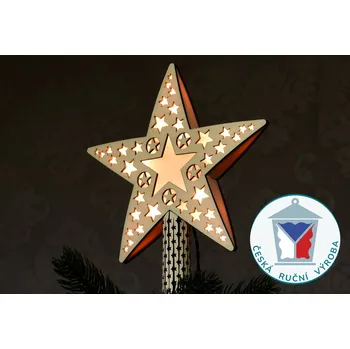 Vánoční osvětlení MIRA LED špice na stromek dřevěná hvězda