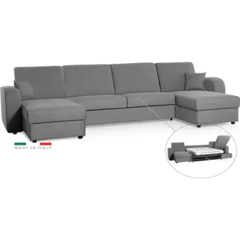 Sedací souprava Sedací souprava LIVORNO U s rozkladem na každodenní spaní, šedá (penelope 22), 140