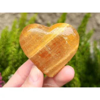 Přírodní kámen Srdce kalcit oranžový kalcit z Pákistánu 87g