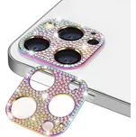 Ochranný kovový kryt na fotoaparát s kamínky pro iPhone 15 Barva: Duhová