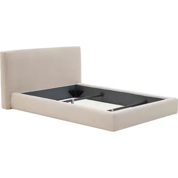 Postel Béžová čalouněná dvoulůžková postel Kave Home Blok 160 x 200 cm