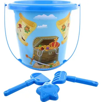 Hračka na písek Pískový set kyblík 15cm s formičkou a 2 nástroji Pirát sada na písek 4ks