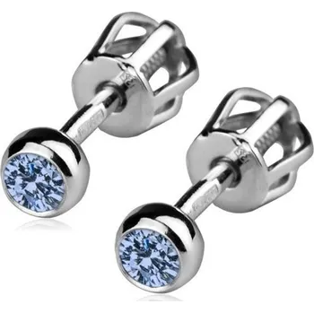 Náušnice Stříbrné šroubovací náušnice, světle modré zirkony
