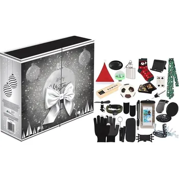 Vánoční dekorace Iso Trade 9230 adventní kalendář pro muže 32,5 x 9 x 27,5 cm šedý/stříbrný