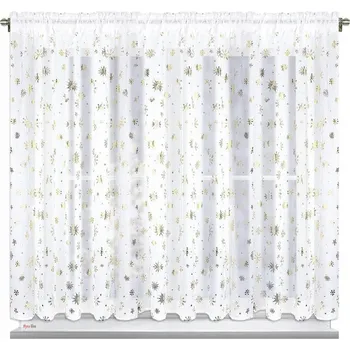 Záclona Vánoční záclona s řasící páskou 582 S bílá/zlatá 400 x 150 cm