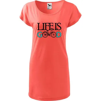 Dámské tričko DOBRÝ TRIKO Dámské tričko/šaty Life is good Velikost: M, Barva: Korálová
