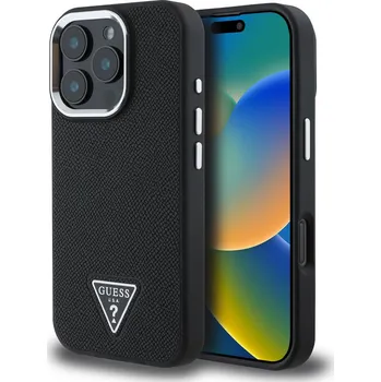 Telefonní příslušenství Guess PU Grained Triangle Logo Zadní Kryt pro iPhone 16 Pro Max Barva: Černá