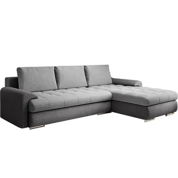 Sedací souprava Rozkládací rohová sedačka TOMINO světle šedá / šedá