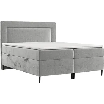 Postel Maison de Rêve Světle šedá čalouněná postel boxspring NOBLE 180 x 200 cm