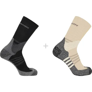 Dámské ponožky Turistické ponožky Salomon X Ultra Access Crew 2-Pack LC2256800 - bleached sand/black 45-47