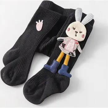 Dětské punčochy s králíčkem Barva: Černá, Velikost: 1-2 roky