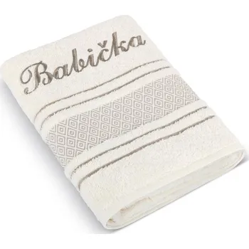 Ručník Bellatex Froté ručník mozaika se jménem BABIČKA Krémová