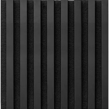 Obklad Dekorační panely černý mat 3D lamely na filcovém podkladu