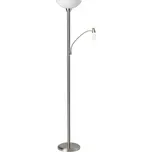 Brilliant G93004/13 LUCY - Stojací stříbrná lampa se dvěma vypínači na svítidle, LED E27 + E14, 180cm (Moderní stojací lampa se čtecím ramenem v matném niklu)