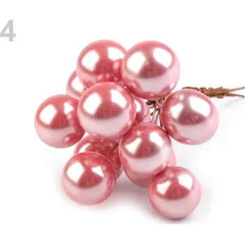 Dekorace - kuličky s glitry a drátkem 16 mm Barva: tm. růžová