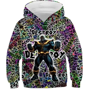 Chlapecký svetr Marvel a DC Stylová mikina s kapucí s postavami z "Avengers" Barva: Thanos (LM2023WF462), Velikost: 130