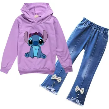 Dětská móda Lilo & Stitch Dívčí souprava - mikina + kalhoty "Lilo & Stitch" Barva: fialová mikina + kalhoty, Velikost: 130/7-8 let