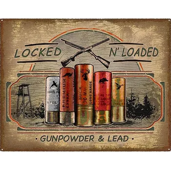 Plechová cedule Plechová cedule Locked n Loaded 32 cm x 40 cm