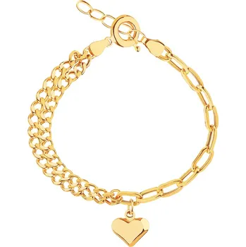 Náramek Zlatý náramek, pancer, anker - srdce - AP536-5165